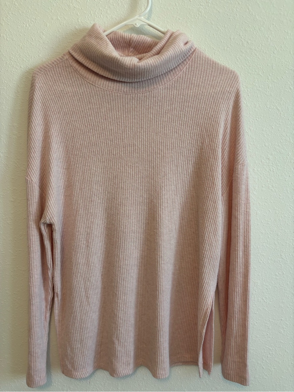 Sanctuary Blush Ribbed Turtleneck Sweater Oversized XS
